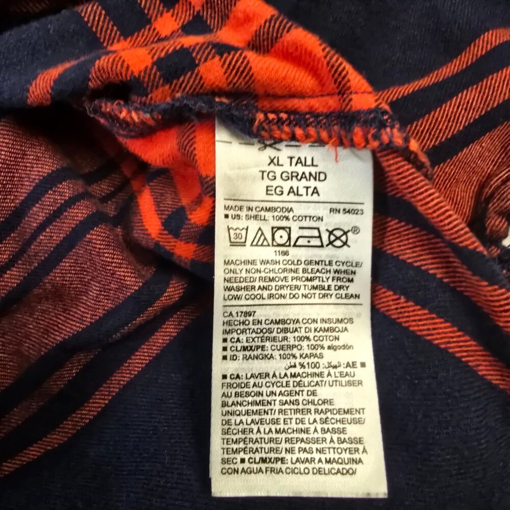 Old Navy Flannel Shirt Women Extra Large Tall Red Blue Plaid Button Up Tartan - Picture 8 of 11